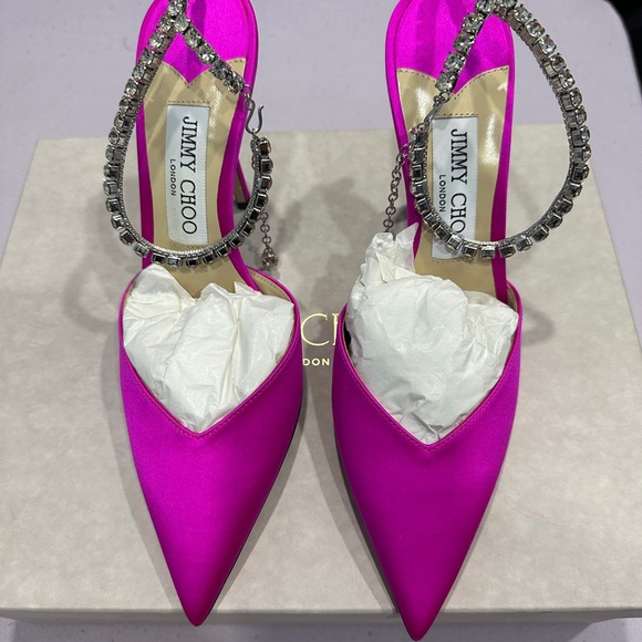 Jimmy Choo Women's Pink Satin Heels - Picture 1 of 10